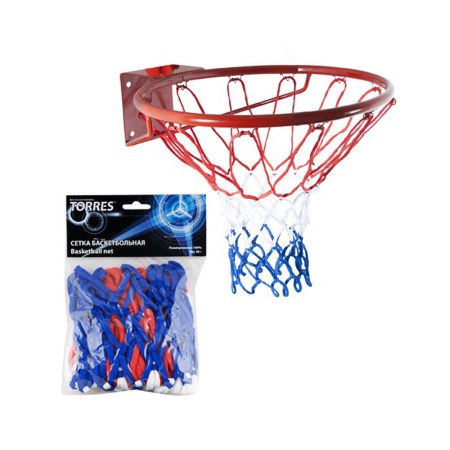 Купить Сетка баскетбольная Torres, нить 4 мм, бело-сине-красная в Удачном 
